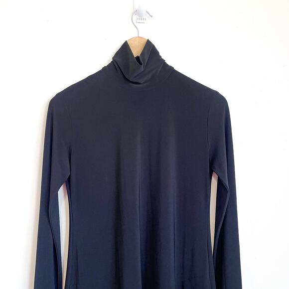 Norma Kamali Maxi Turtleneck Dress Gown Size S Black Stretch Minimalist Luxury - Picture 6 of 13